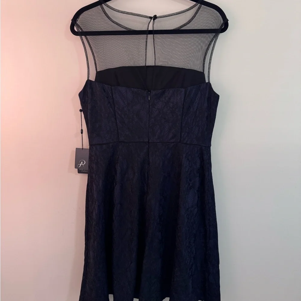 Elegant Black/Navy Dress with Sheer Detail - Picture 4 of 7